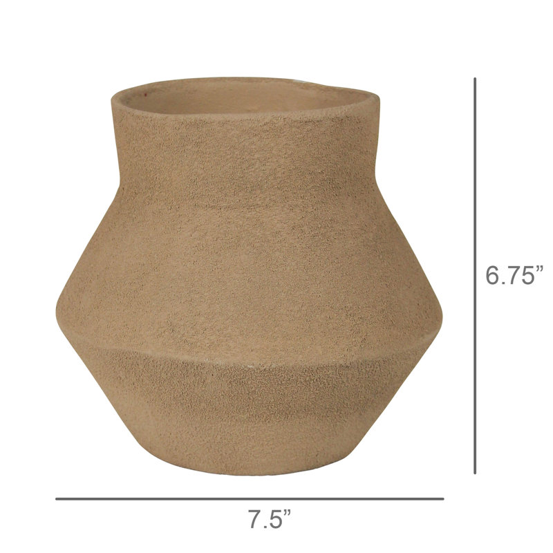 Corsica Angled Pot - Lrg, Beige, 6.75" H x 7.5" W x 7.5" D