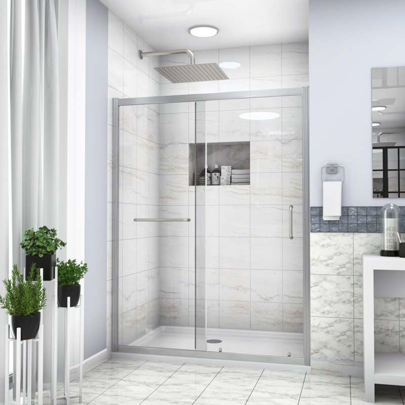Cabine de douche l 48 po x H 72 po, nickel brossé - Accessoire de salle de bain attrayant avec style