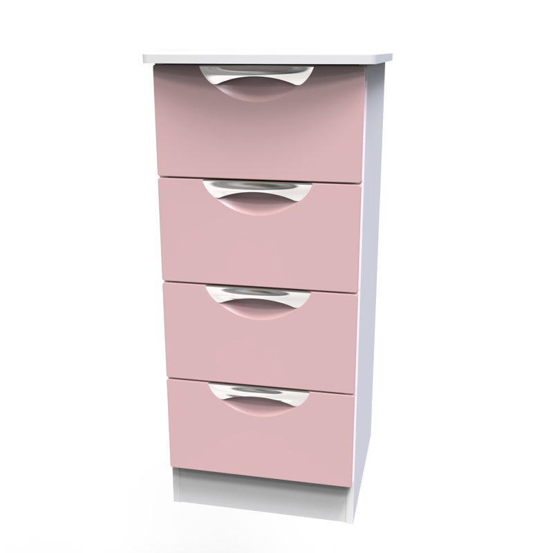 Fully Assembled Leodis 4 - Drawer Chest of Drawers, Kobe Pink/White