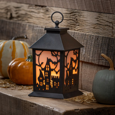 HH 10in Haunted House LED Lantern Black