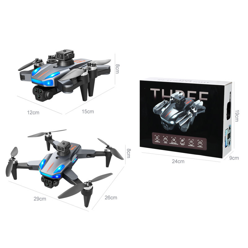Remote Control Drone with Three Cameras Obstacle Avoidance Brushless Motor Kids Adults Beginner Foldable 2.4GHz RC GPS Quadcopter Toy