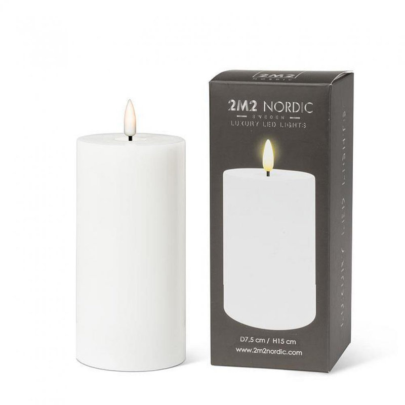 Unscented Flameless Candle, 6" H x 3" W x 3" D, White, 1