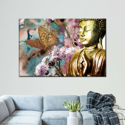 Papillon et Bouddha sur toile