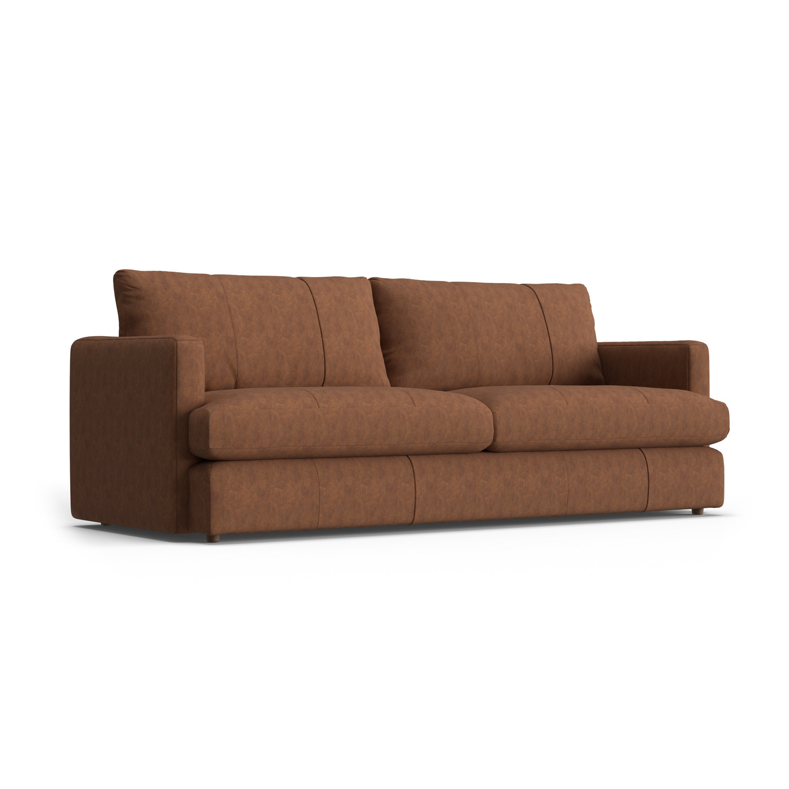 Fletcher 93" Genuine Leather Recessed Arm Sofa, Cognac Genuine Leather