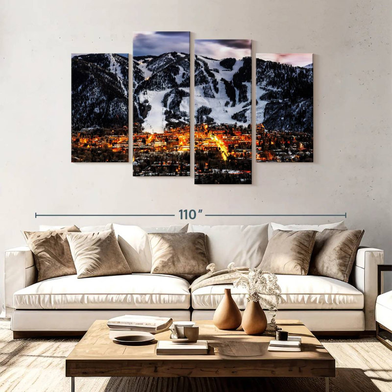 Park City Ski Slopes - Ensemble de 4 toiles tendues, H 54 po x l 84 po x P 1,25 po