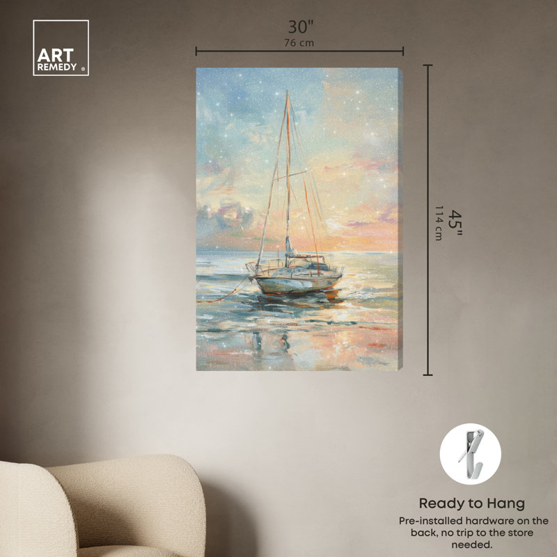 Large Multicolor Canvas Sailing Boat Wall Art