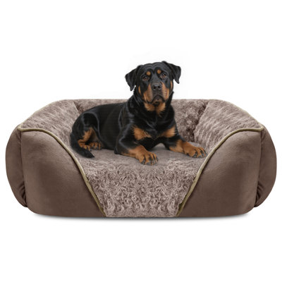 Calming Dog Bed, Soft Plush Washable Pet Bed, Velvet Interior, PP Cotton Filling, Non-Slip Bottom, Various Pets