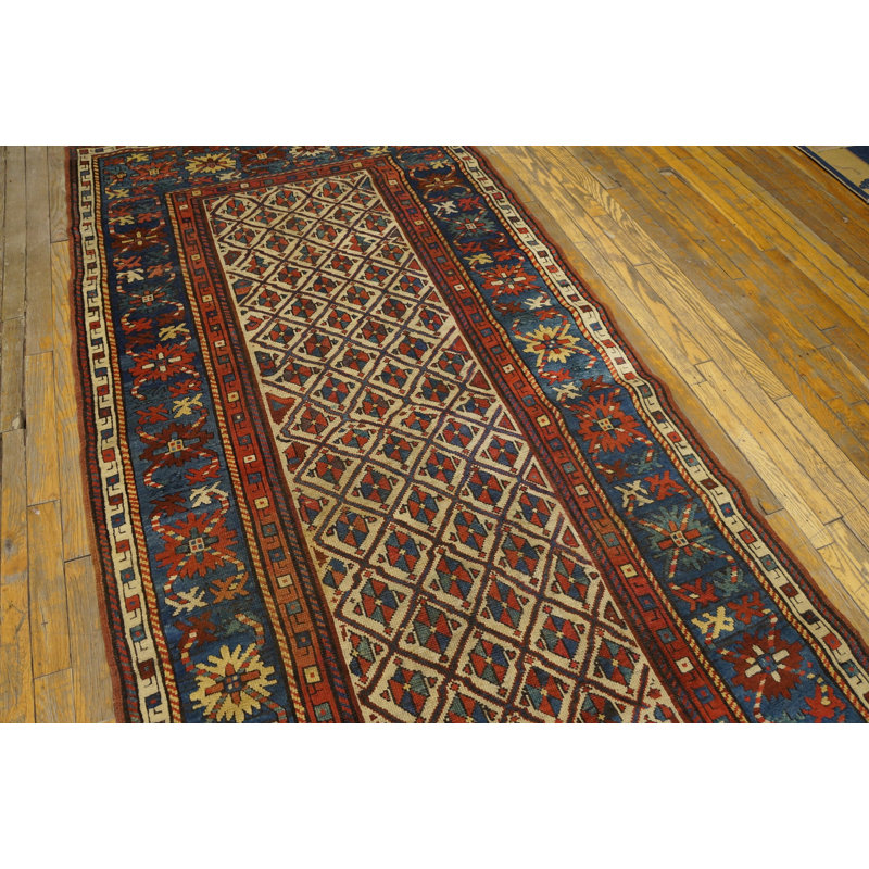 Tapis blanc antique crème et beige en laine noué à la main des années 1880