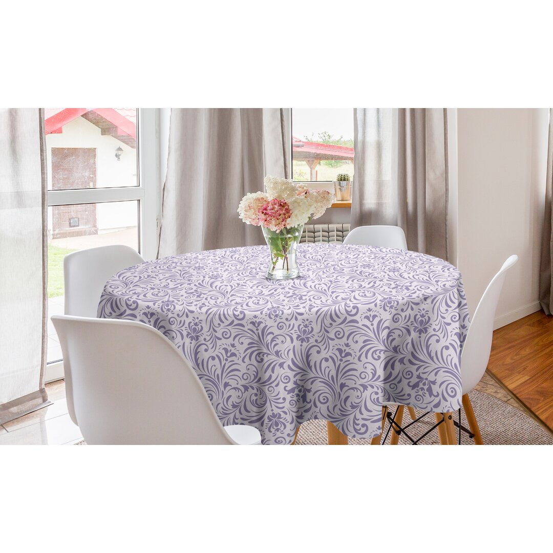 Runde Tischdecke, Abstrakt Curly Foliage, Blumen, Pale Mauve und Lavendel