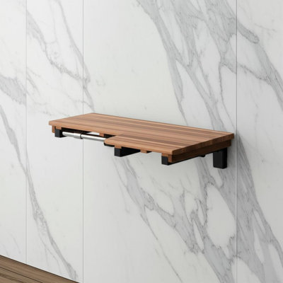 Banc de douche mural 18 po x 36 po en teck brun
