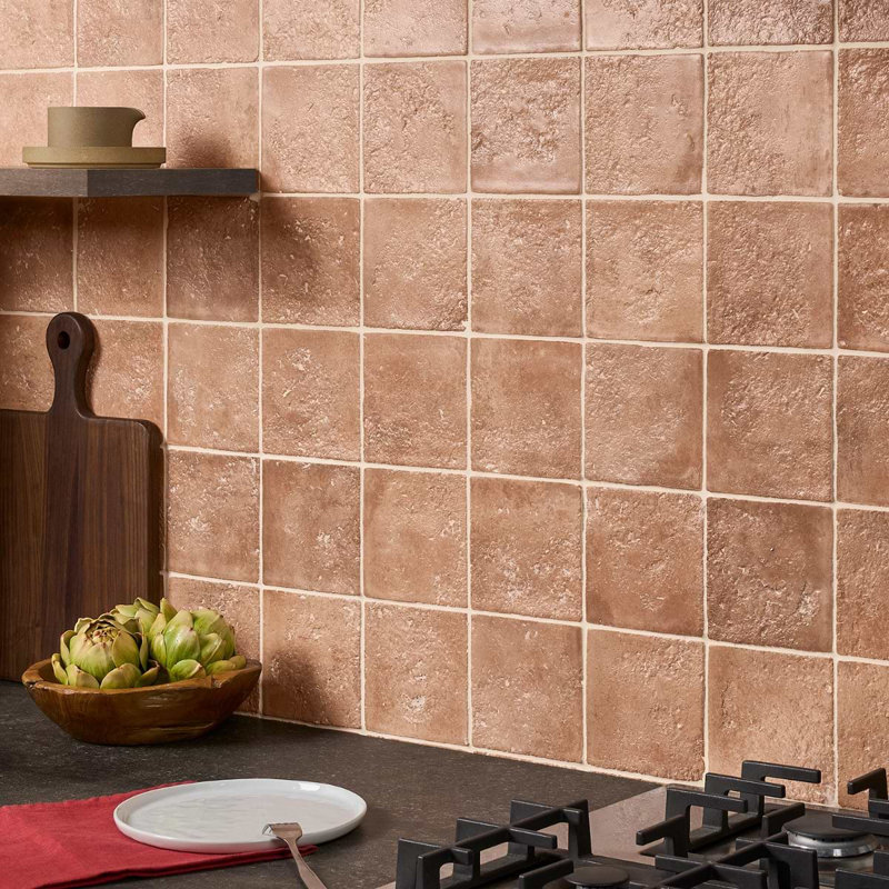 Navari 5X5 Textured Matte Ceramic Tile, Teracotta