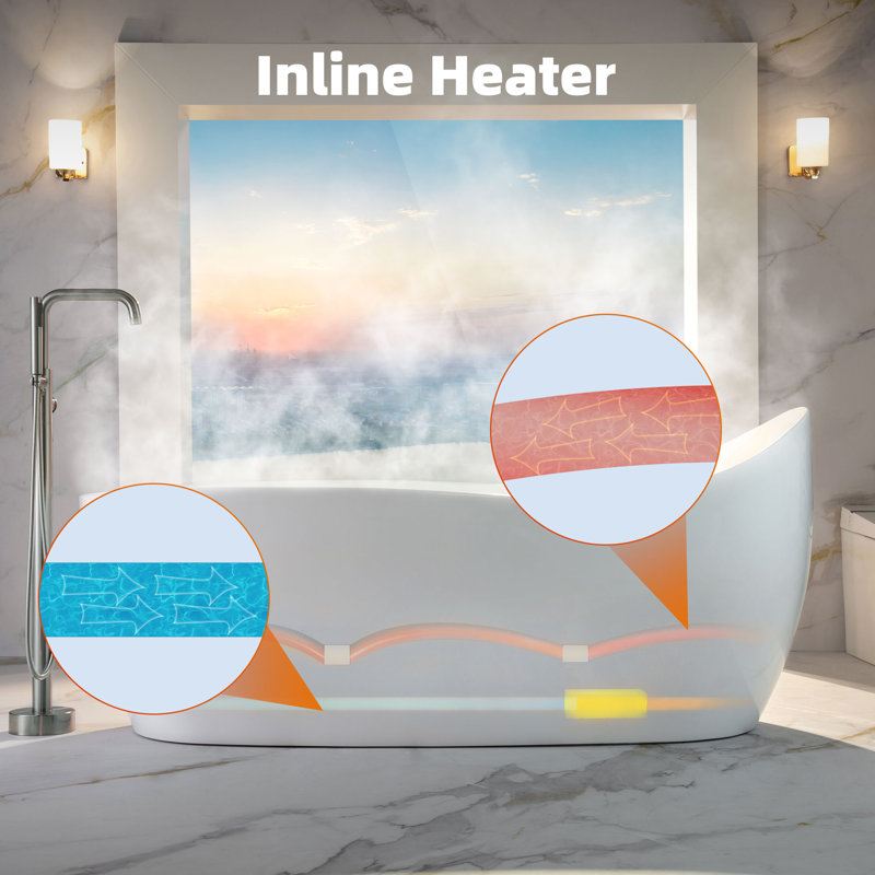 71" x 31-1/2" Whirlpool and Air Bath Heated Soaking Combination Tub