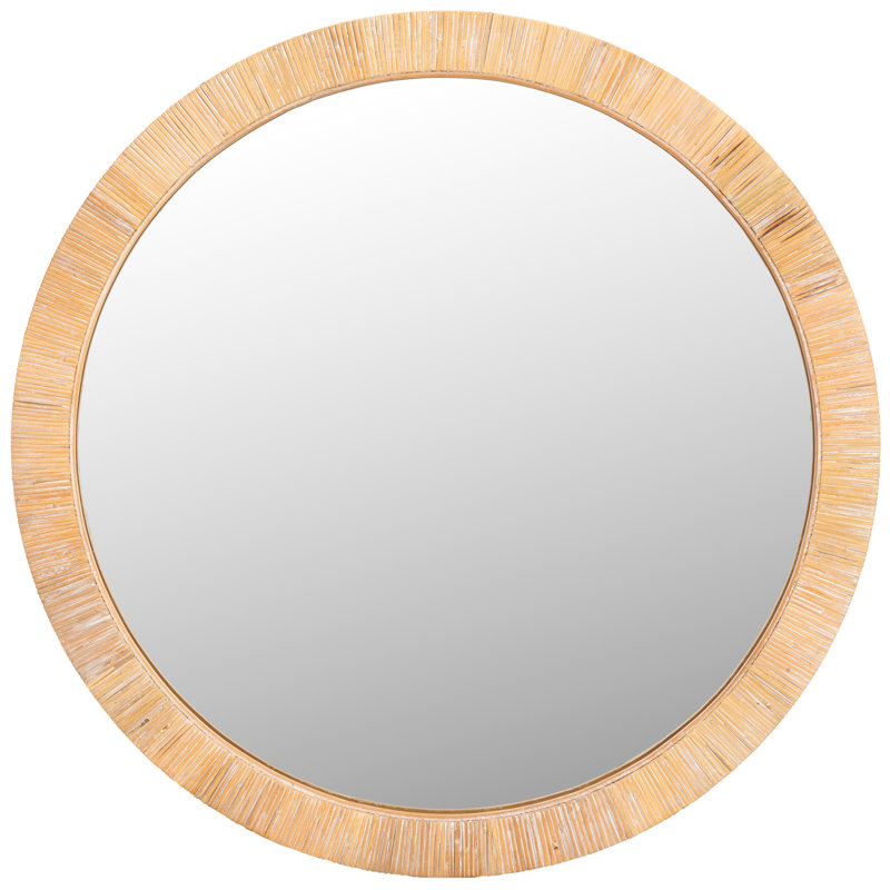 Helayne Round Wall Mirror, 35.75" x 35.75", Beige