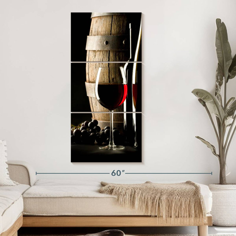 Cabernet vin sur toile, ensemble de 3 pièces, H 12 po x l 27 po x P 1 po