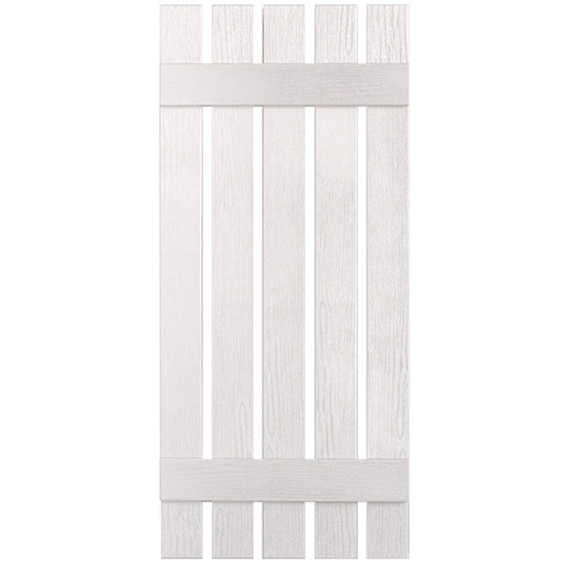 Paire de volets en vinyle à deux lattes et cinq planches ouvertes, 44 po, Blanc
