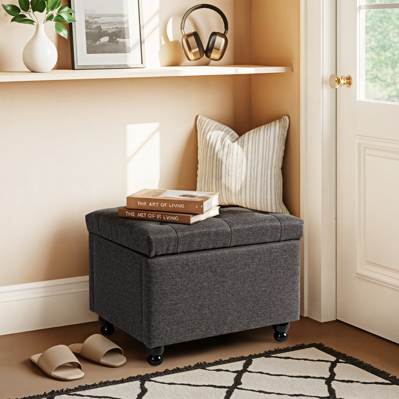 Repose-pieds de rangement avec repose-pieds et tabouret polyvalent, Gris