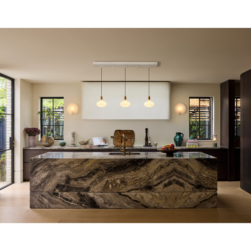 Linear Triple Pendant With Brass