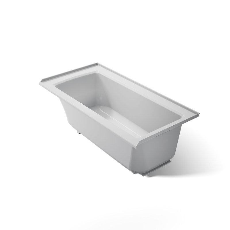 Archer Alcove Bath with Bask Heated Surface, Tile Flange and Right-Hand Drain, Ice Gray, Right
