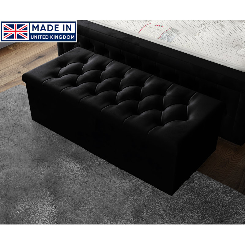 Candace 102cm Wide Tufted Rectangle Storage Ottoman with Hydrolic Arm, Black