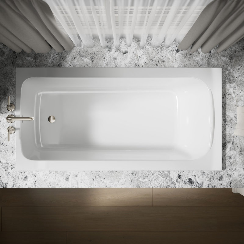 Avec 72 In. X 36 In. Drop-In Bath, White