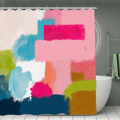 Rideaux de douche pastel abstraits pour salle de bain, 71 po x 71 po