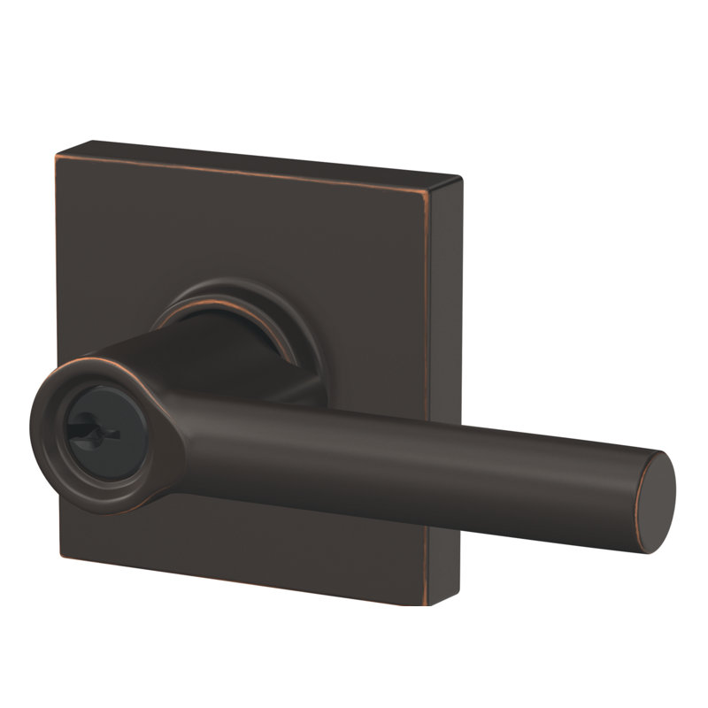 Broadway Keyed Entry Lever with Collins Trim, Yes, Aged Bronze, Keyed Alike