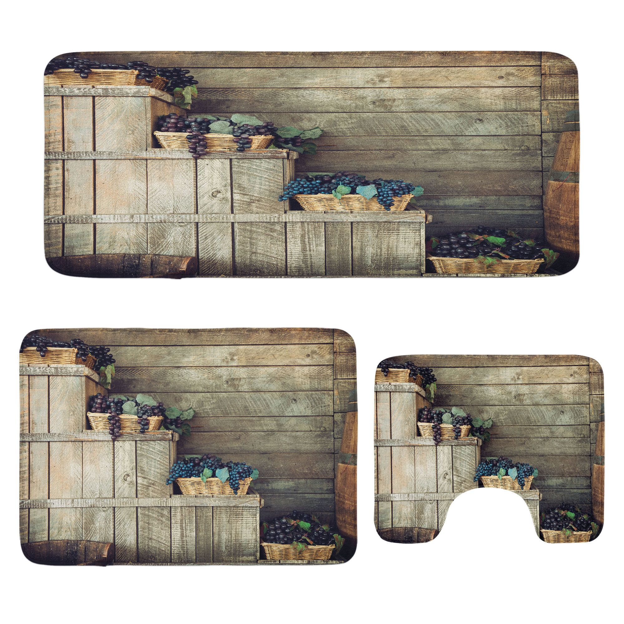 Dakota Fields Rustic Bathroom Rug Set 3 Pieces U-Shape & Rectangle Mats ...