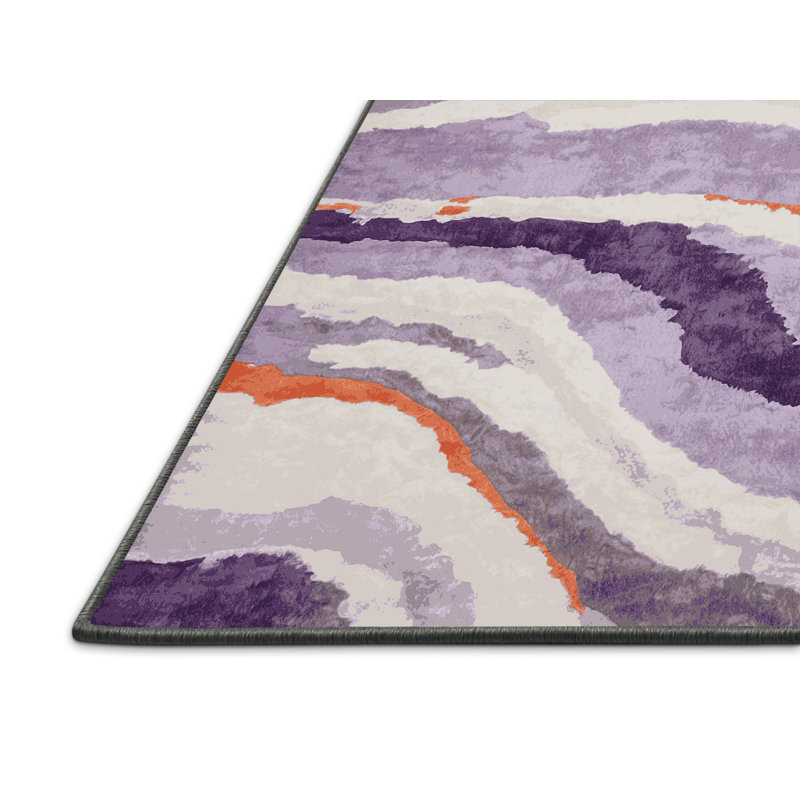 Tapis gris soyeux et moelleux, Rond 4 pi