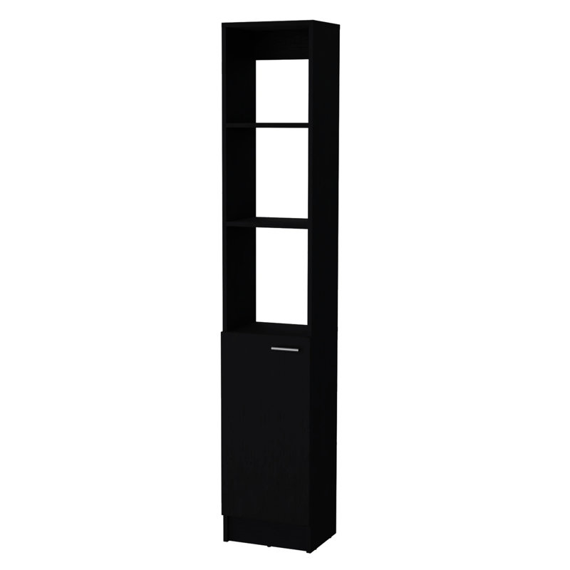 Armoire à linge noire élégante - 1 porte et 5 tablettes et plus pour la perfection dans la salle de bain, Noir