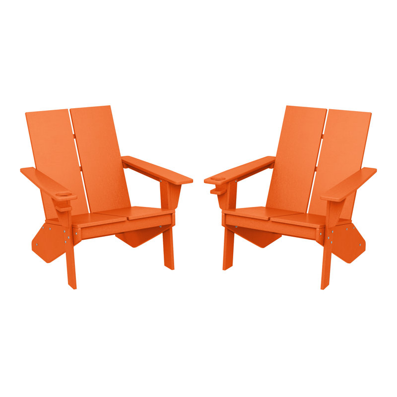 Chaise Adirondack moderne en poly (ensemble de 2), noir, Orange