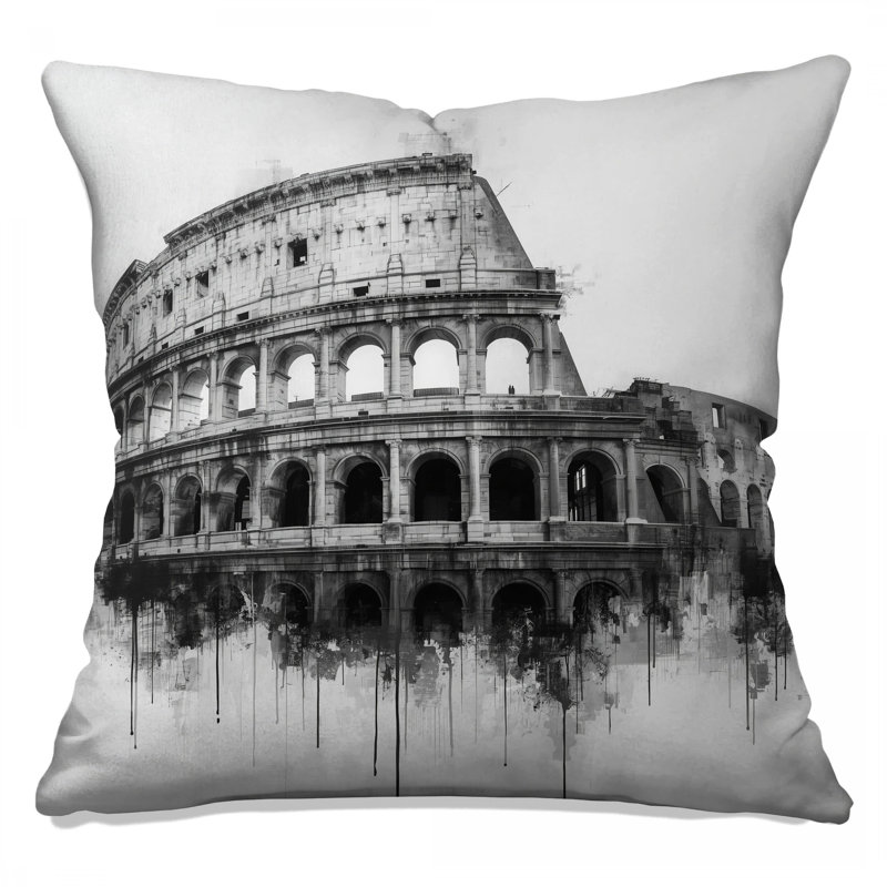 Coussins décoratifs à double face Roman Colosseum Illustration, 14 X 14 pouces