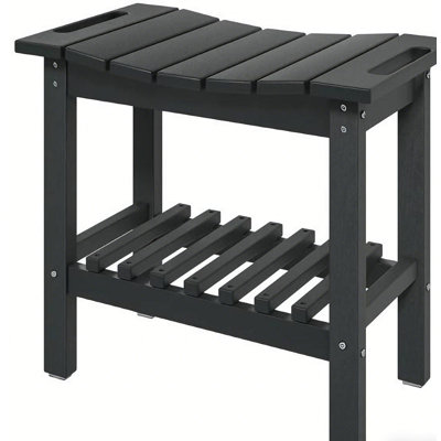 Petit tabouret avec rangement et tapis antidérapant, adapté à une utilisation intérieure et extérieure