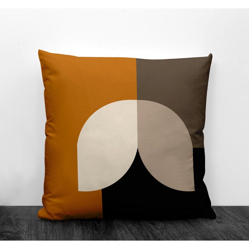 Coussin décoratif intérieur / extérieur en polyester filé Nini, 15 po x 15 po, Orange