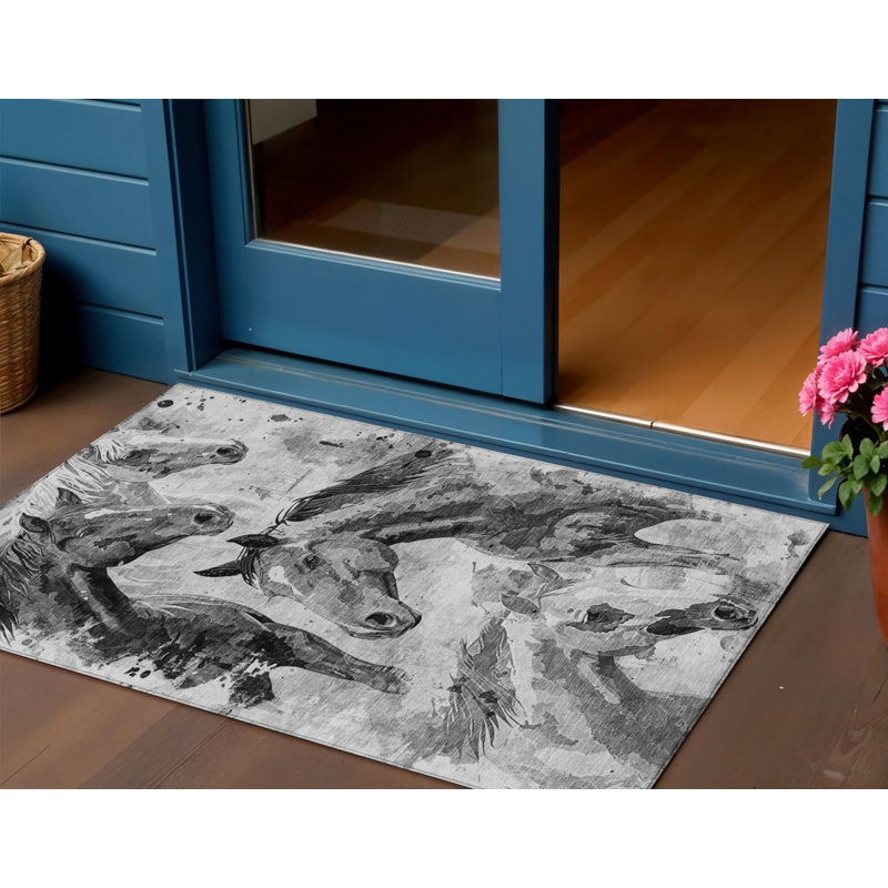Tapis gris et argent 3 'x 5'