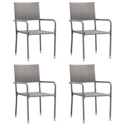 Patio Dining Chairs 4 Pcs Stackable Poly Rattan by Red Barrel Studio