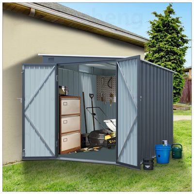 Galvanized Steel Outdoor Storage Shed with Lockable Double Doors and Free PC Board for Tools, Bikes, Patio Essentials