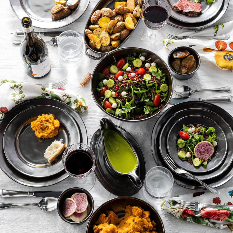 Pewter Stoneware Dinner Plate