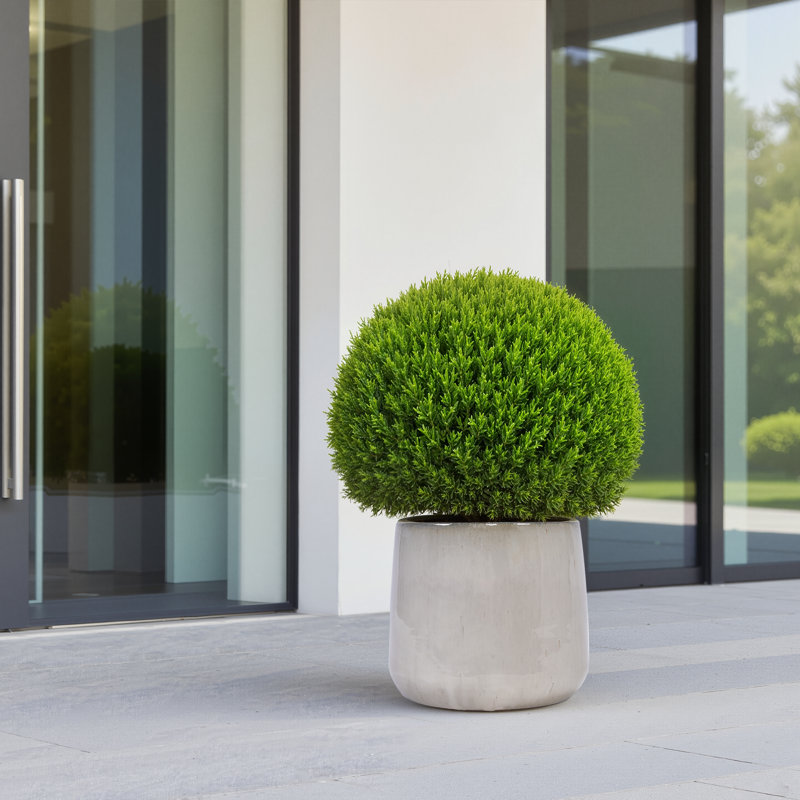Ensemble de 4 pots de fleurs de 14 po en céramique pour l'intérieur et le jardin, Blanc antique