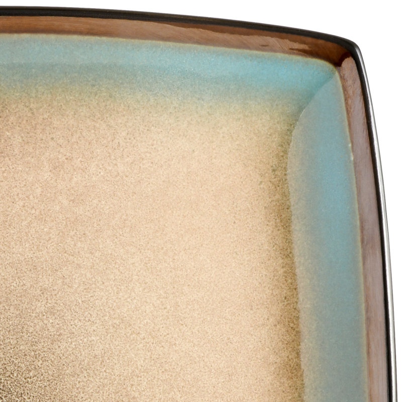 Tequesta Taupe and Teal 16-Piece Square Ceramic Dinnerware Set