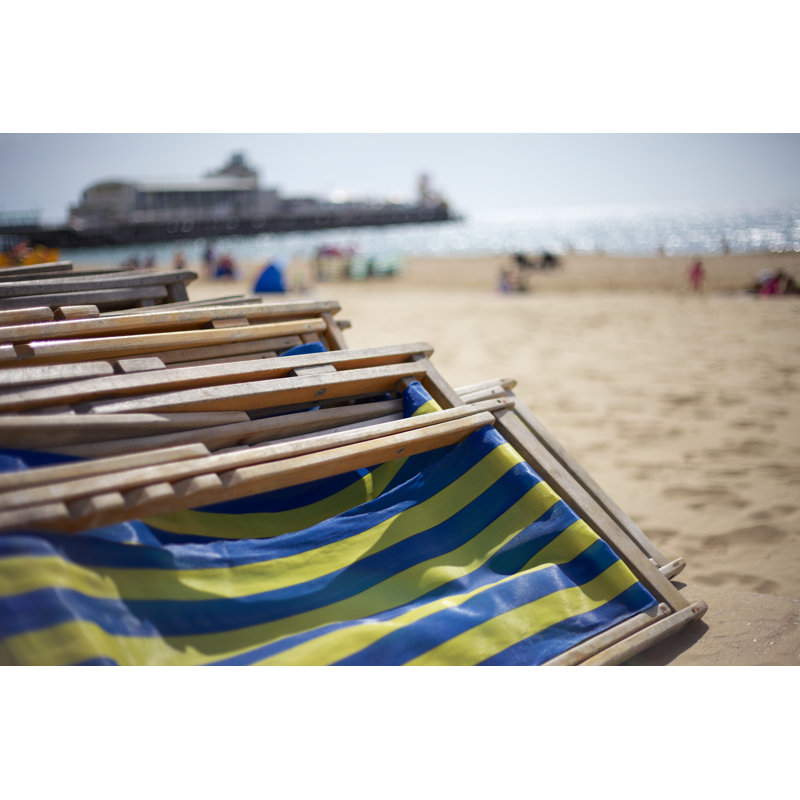 Deckchairs On Promenade by Dickidub - Wrapped Canvas Print, 61cm H x 91cm W