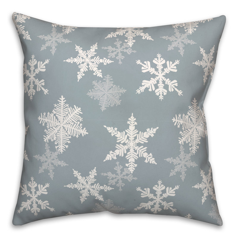 Blue Snowflake Pattern Throw Pillow