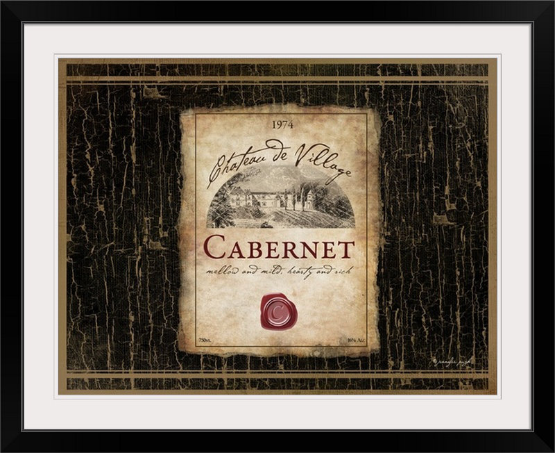 « wine-cabernet » par jennifer pugh, impression rétro, Cadre noir, H 26 po x l 32 po x P 1 po