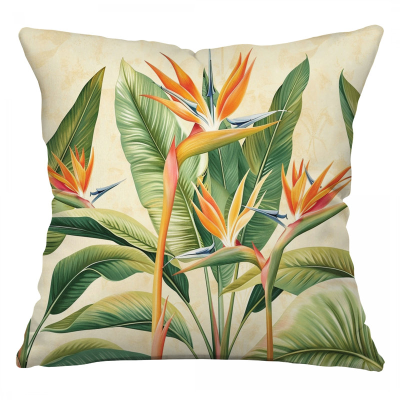 Coussin Bird of Paradise, H 14 po x l 14 po