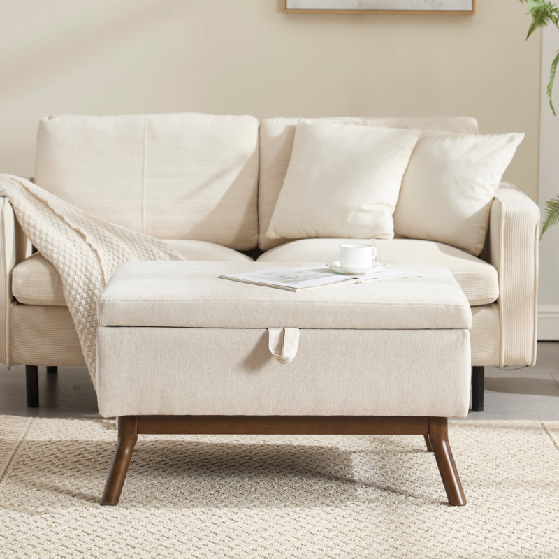 Banc de rangement Mid-Century, Beige