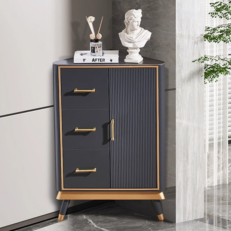 Dark Gray Solid + Manufactured Wood Corner cabinet, Dark Gray