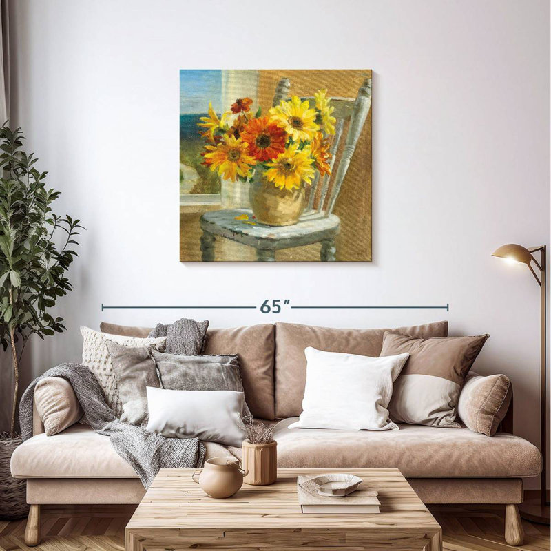 Harnek tournesols au bord de la mer, H 36 po x l 36 po
