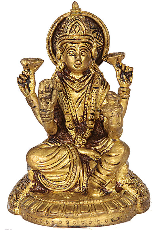 Statue déesse Lakshmi avec pot de richesse