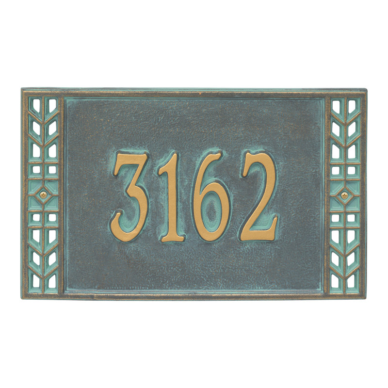 Boston Personalized Standard 1-Line Wall Address Plaque, Bronze/Verdigris, Yes