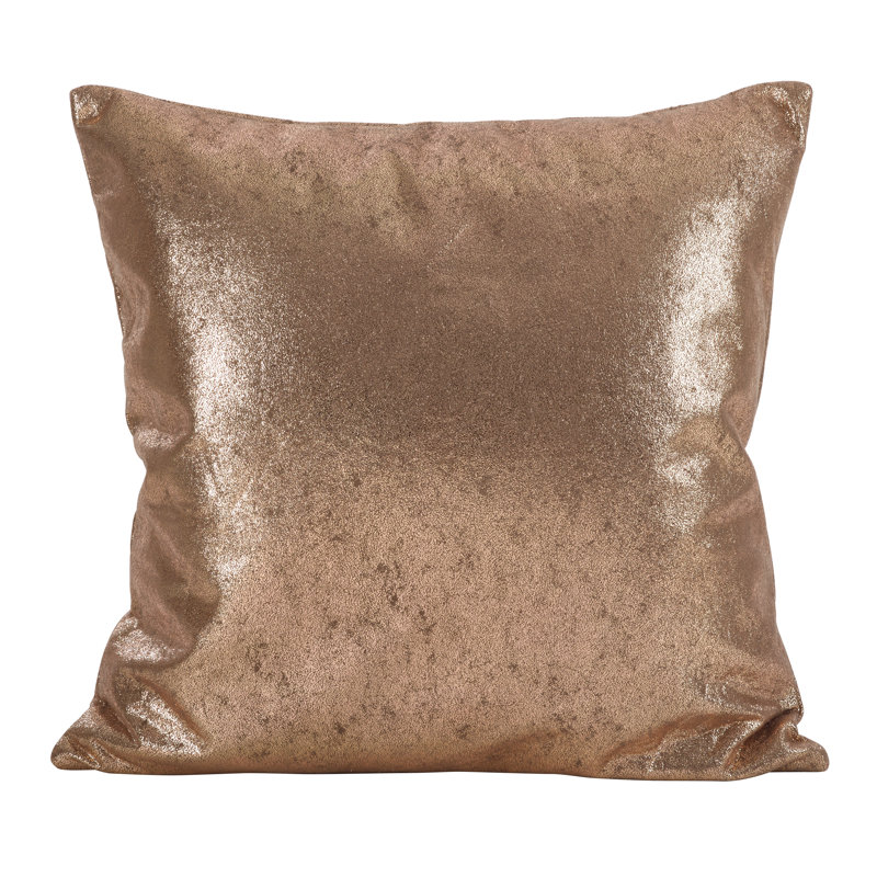 20" Rose Shimmering Metallic Down Filled Square Throw Pillow