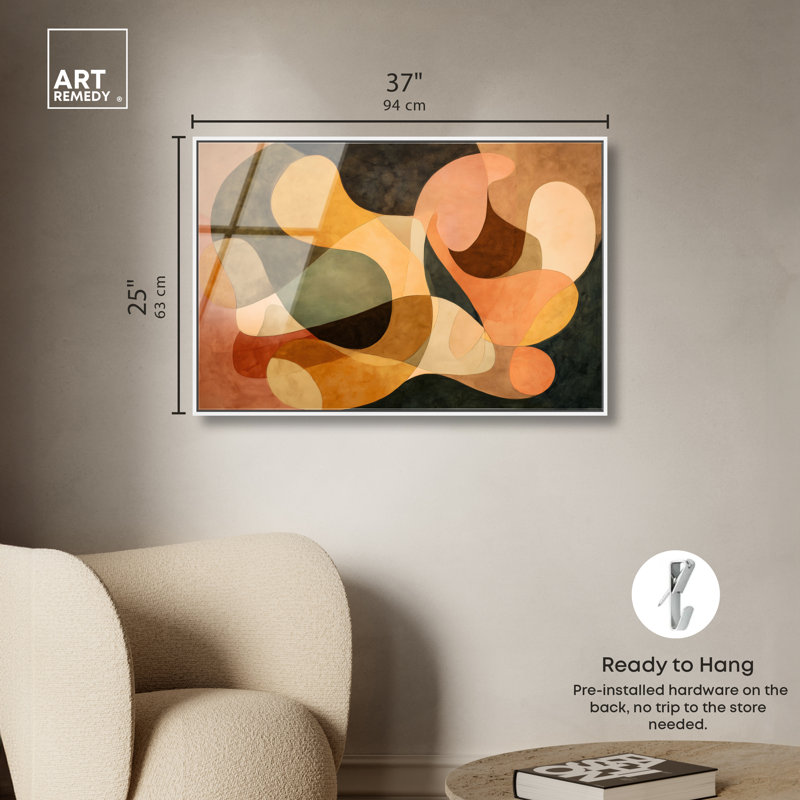 «Tan Curves I», reproduction d'art acrylique encadrée par Art Remedy, cadre blanc, 36 x 24, 25"H x 37"W, White Frame